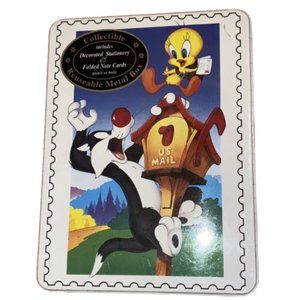 USPS Looney Tunes Stationery and Note Cards Metal Box Tweety Sylvester